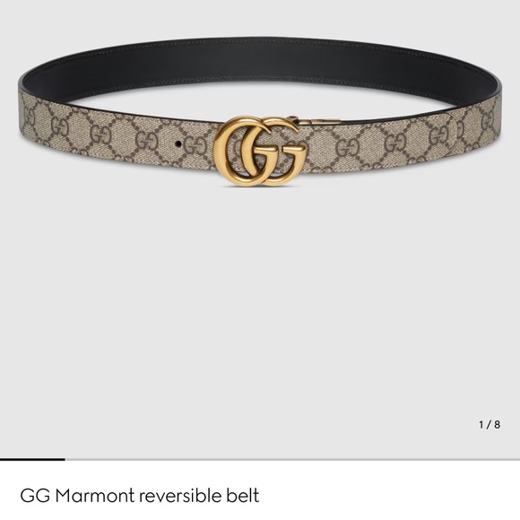 Gucci Black and Beige GG Marmont Belt